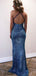 Sexy Sequin Mermaid Spaghetti Straps Long Backless Evening Party Formal Prom Dress,CB0001