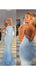 Mermaid Lace Sleeveless Open Back Long Prom Dresses Evening Dresses.DB10360
