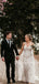New Arrival V-neck Tulle Lace Mermaid Open Back Long Wedding Dresses.DB10480