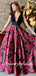 Charming Deep V-neck A-line Satin Long Prom Dresses.DB10809