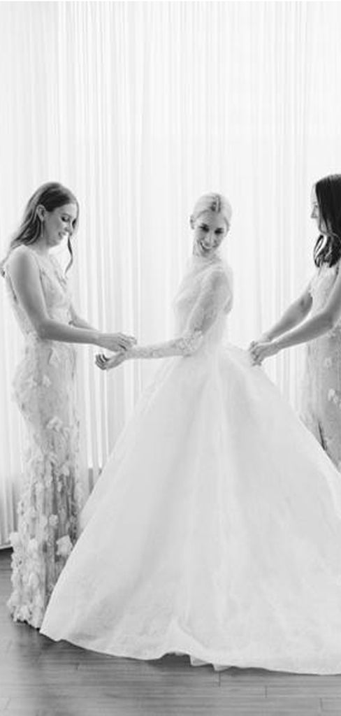 New Arrival V-neck Side Slit Lace With Appliques Long Mermaid Bridesmaid Dresses.DB10350