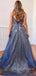 Sexy V-neck A-line Long Prom Dresses Evening Dresses.DB10370