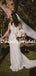 Pretty V-neck Simple Tulle Lace Mermaid Long Wedding Dresses, DB10739