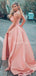 Charming Straight Satin A-line Side Slit Long Evening Dresses Prom Dresses.DB10520