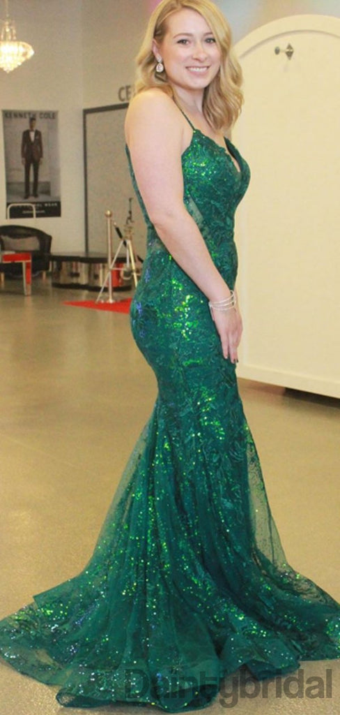 Sexy V-neck Sequin Mermaid Long Prom Dresses. DB10282