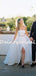 Pretty Straight Simple Two-piece Side Slit Long Wedding Dresses, DB10740