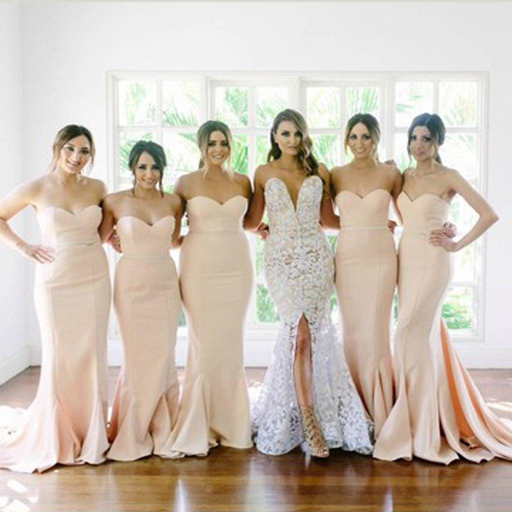 New Arrival Sweetheart Strapless Mermaid Sexy Chapel Trailing Wedding Party Bridesmaid Dresses For Maid of Honor, WG113