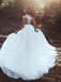 Elegant Applique A-line Side Slit Tulle Wedding Dress, WD0447