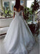 Off Shoulder A-line Applique Tulle Long Wedding Dress, WD0460