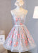 Junior Cute Sleeveless Clairvoyant Outfit Keyhole Lace Up Back Organza Full Appliques Homecoming Dress,BD0133