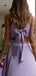 Sexy V-neck Two-piece Side Slit Satin Long Prom Dresses Evening Dresses.DB10593