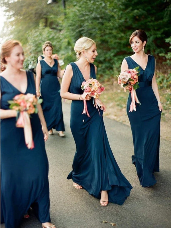 New Arrival Sexy V-neck Zipper Up Long Bridesmaid Dresses.DB10589