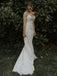 Spaghetti Straps V-neck Lace Wedding Dresses With Train.DB10051