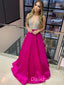 Sexy V-Neck A-line Satin Long Prom Dresses Evening Dresses.DB10361