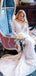 Vintage Lace Long Sleeve See Through Back Nude Mermaid Wedding Dresses, WD0173