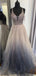 Sexy V-neck Tulle Open Back Prom Dresses Evening Dresses.DB10285