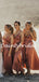 Sexy V-neck Spaghetti Strap Simple Side Slit Long Bridesmaid Dresses.DB10761