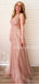 Charming V-neck Floor-length Tulle Sequin Long Prom Dresses Evening Dresses.DB10599