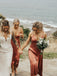 Sexy V-neck Spaghetti Strap Simple Side Slit Long Bridesmaid Dresses.DB10761