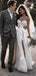 Simple Fashion Sweetheart Lace Tulle A-line Side Slit Evening Party Long Wedding Dresses, DB10692