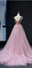 Charming V-neck Tulle A-line Long Prom Dresses.DB10170