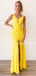 Charming V-neck Floor-length Slit Long Prom Dresses Evening Dresses.DB10598