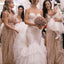 Popular Sparkly Shinning Full Sequin Sleeveless Column Pleats V-Neck Long Floor-Length Bridesmaid Dresses, WG09