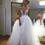 Sexy Summer Convertible Spaghetti Straps Full Lace Deep V-Neck Backless Over Tulle Skirt Wedding Dresses. DB0002