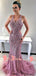 Stunning Sparkly Purple Rhinestone Sequins Sleeveless Mermaid For Teens Prom Dresses. DB1052
