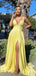 Sexy V-neck Long A-line Side Slit For Teens Prom Gown Dresses. DB1042