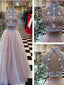 Elegant Two Pieces High Neck A-line Prom Dresses,PD0115