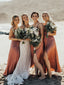 Sexy V-neck Spaghetti Strap Simple Side Slit Long Bridesmaid Dresses.DB10761