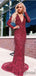 Mermaid V-neck Open Back Long Prom Dresses Evening Dresses.DB10253