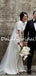Simple Round Neck Short Sleeve Slit Long Wedding Dresses Evening Dresses.DB10713