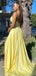 Sexy V-neck Long A-line Side Slit For Teens Prom Gown Dresses. DB1042