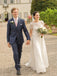 Simple Fashion Lace Chiffon A-line Evening Party Long Wedding Dresses, DB10693