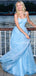 Charming Spaghetti Strap V-neck Tulle  A-line Long Prom Dresses Evening Dresses.DB10614