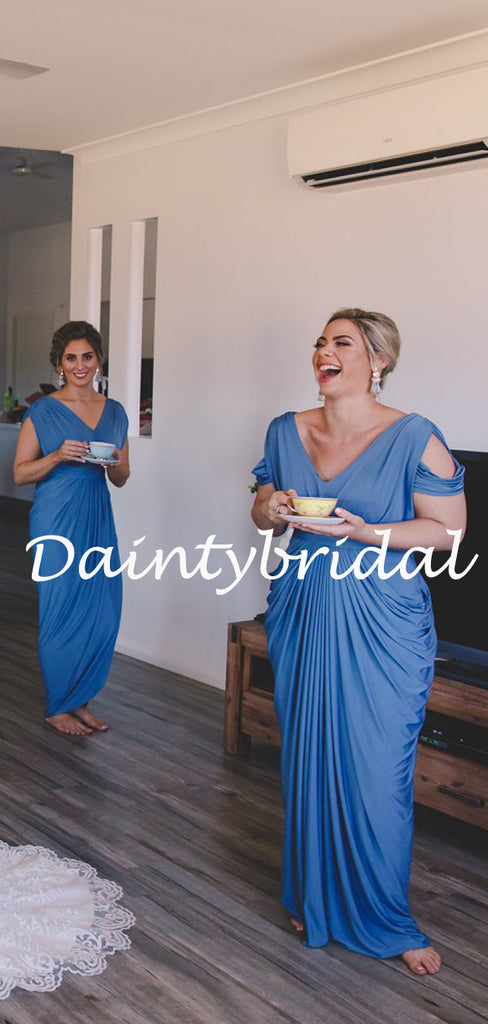 Simple Mermaid V-neck Sexy Long Bridesmaid Dresses.DB10763