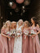 Spaghetti Strap V-neck Side Slit Simple Long Bridesmaid Dresses.DB10829
