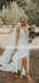 Simple Spaghetti Strap Tulle Lace Side Slit Long Wedding Dresses.DB10780