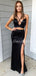 Mermaid Side Slit Satin Long Evening Dresses Prom Dresses.DB10515
