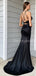 Mermaid Side Slit Satin Long Evening Dresses Prom Dresses.DB10515