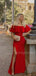 Charming Off-shoulder Mermaid Satin Side Slit Long Prom Dresses Evening Dresses.DB10435