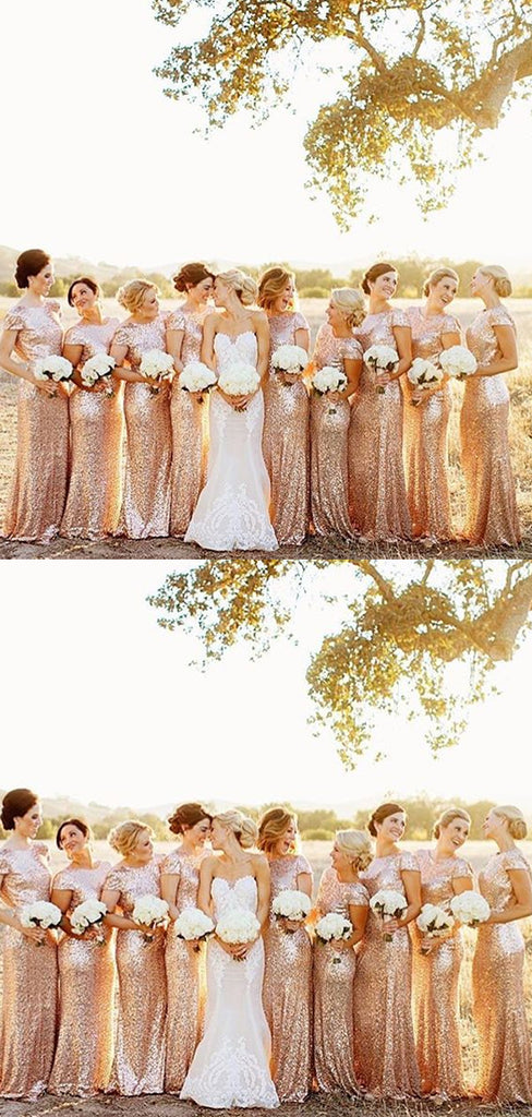 New Arrival Scoop Neck Sequin Floor Length Long Bridesmaid Dresses.DB10345