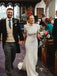 Simple Vintage Mermaid Lace Satin Open Back Evening Party Long Wedding Dresses, DB10695