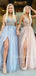 Sexy V-neck A-line Tulle Long Evening Prom Dresses Fashion Dresses.DB10396