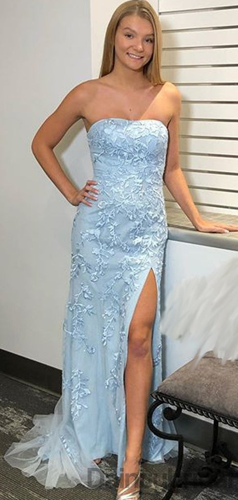 Elegant Side Slit Lace Long Prom Dresses Evening Dresses.DB10313