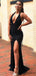 Sexy V-neck Mermaid Open Back Side Slit Long Prom Dresses Evening Dresses.DB10299