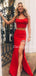 Charming Satin Two-piece Side Slit Mermaid Long Prom Dresses Evening Dresses.DB10536