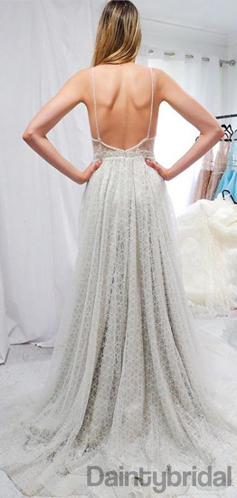 Sexy Deep V-neck Open Back Prom Dresses Evening Dresses.DB10289